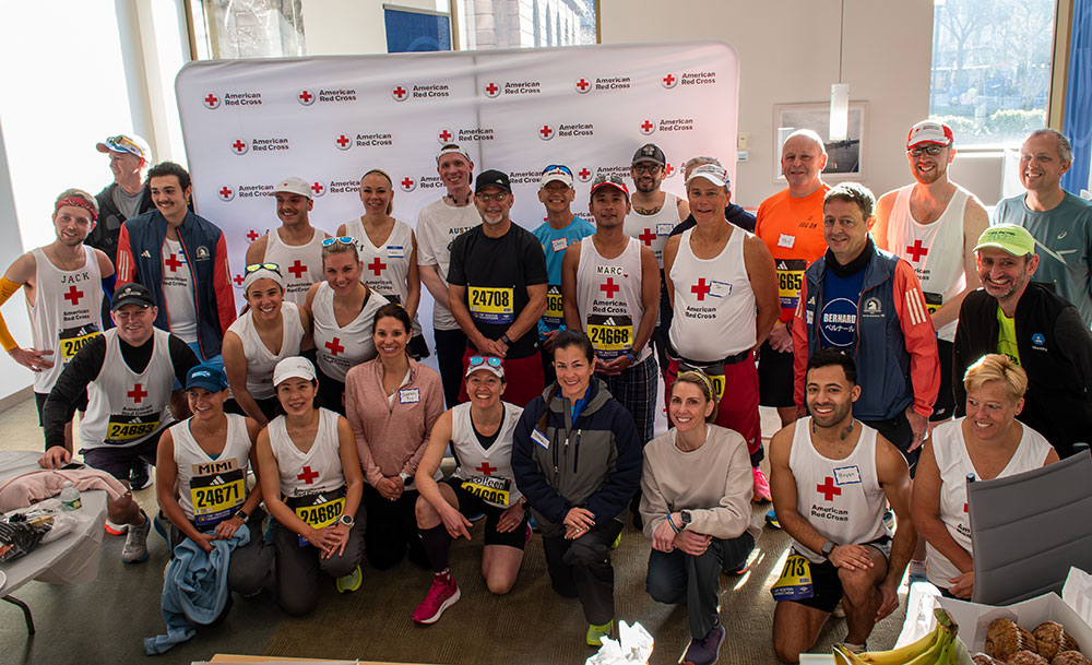 Group photo of Team Red Cross Boston Marathon runners.
