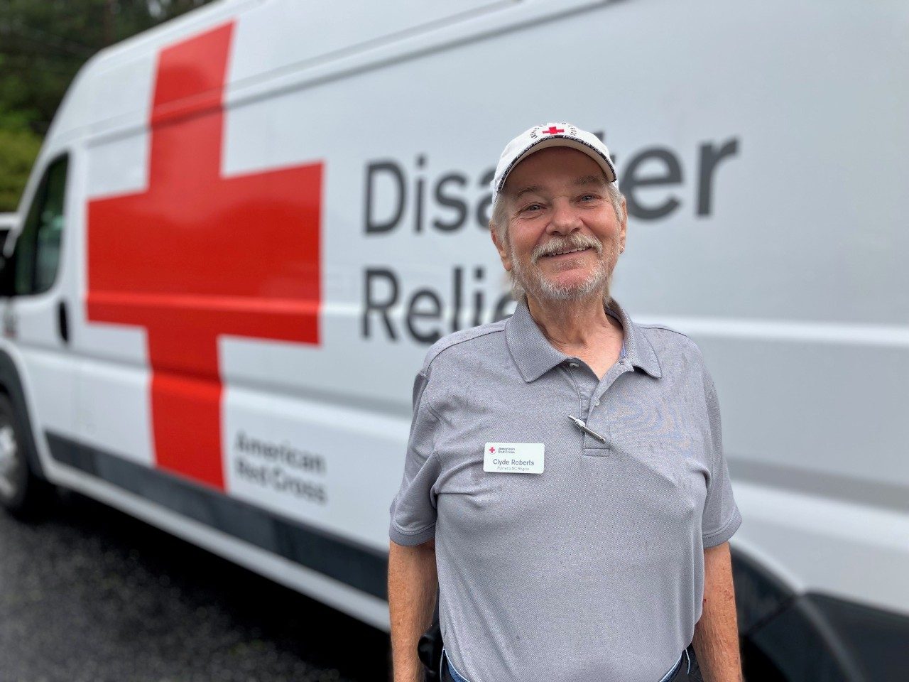 red cross volunteer clyde smiling