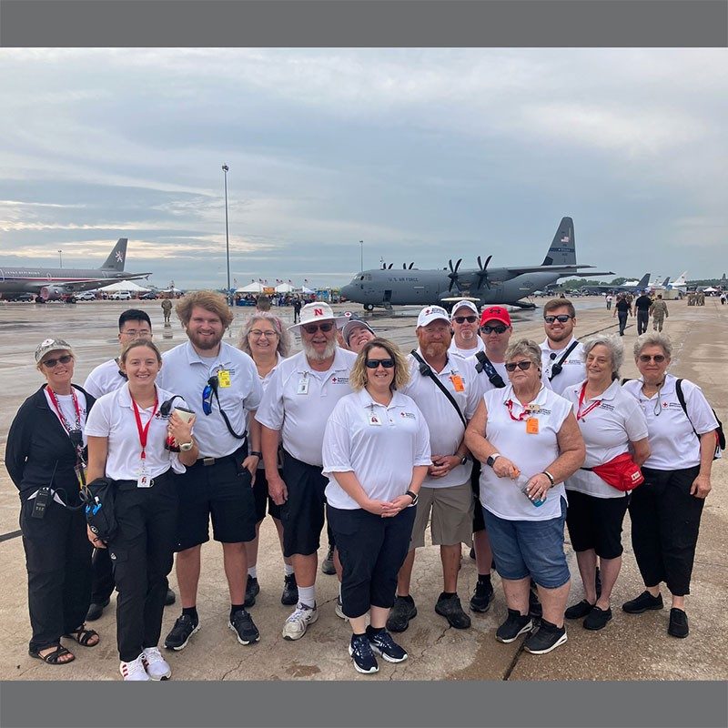 Group photo of Red Cross volunteers at Lincoln Air Show.