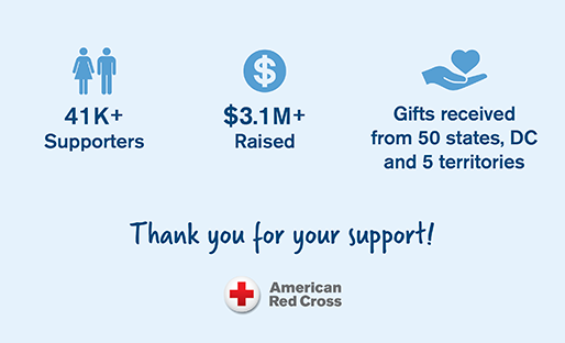 Giving Day statistics shows 41,000+ supporters, $3.1M+ raised, and gifts received from all 50 states, DC, and 5 territories