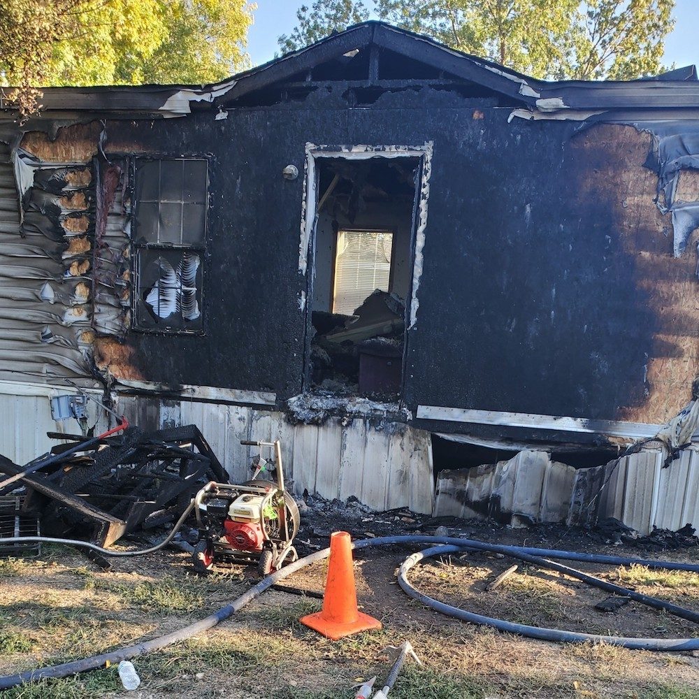 Burnt mobile home