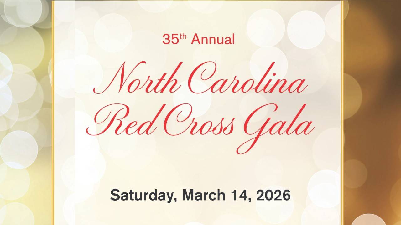35th Annual North Carolina Red Cross Gala banner with gold bubble design