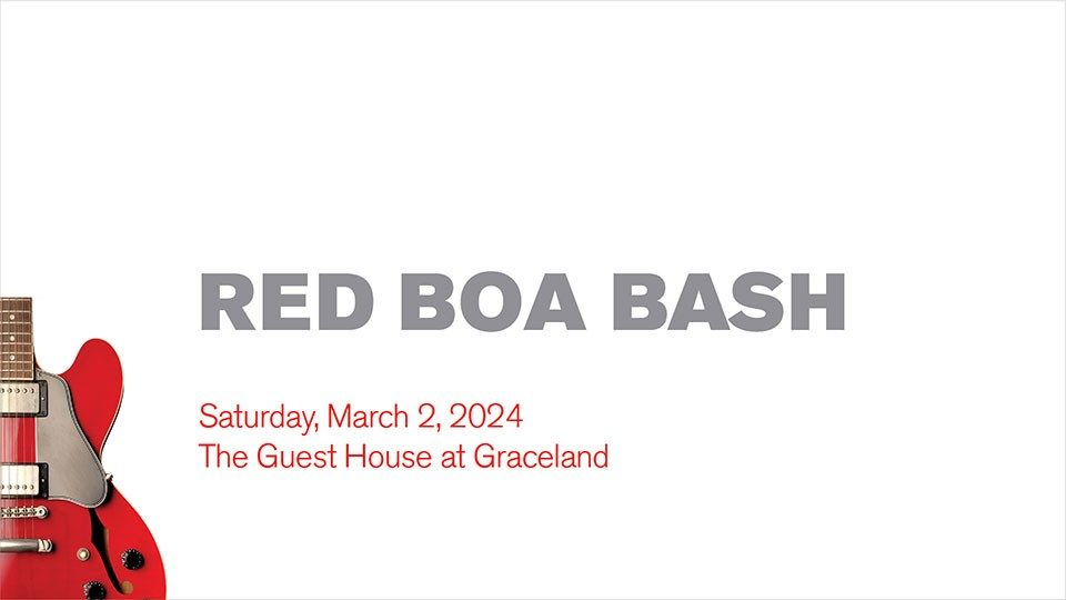 Red Boa Bash banner with red guitar