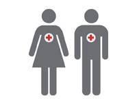 two red cross volunteers icon