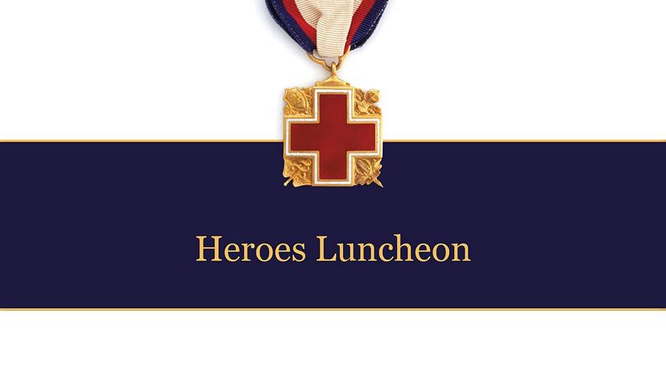 Heroes Luncheon banner with Red Cross Hero medal