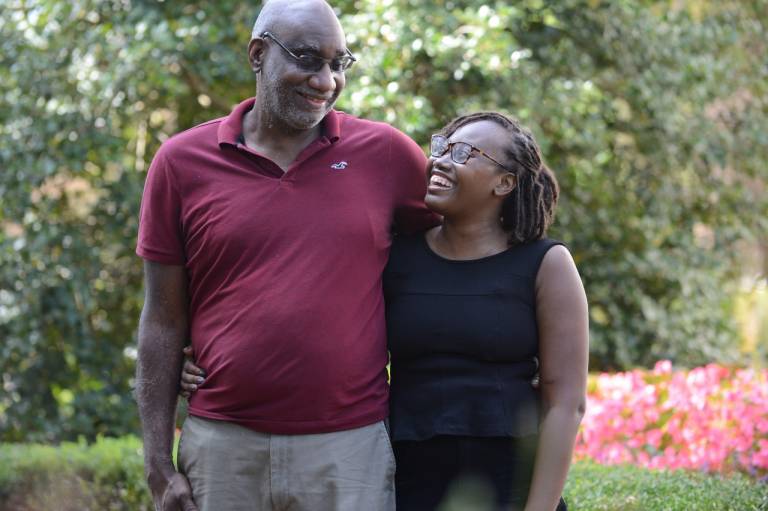 Keyera Jennings with father holding each other and smiling