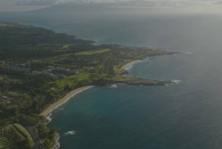 An aerial photo of the coast of Maui