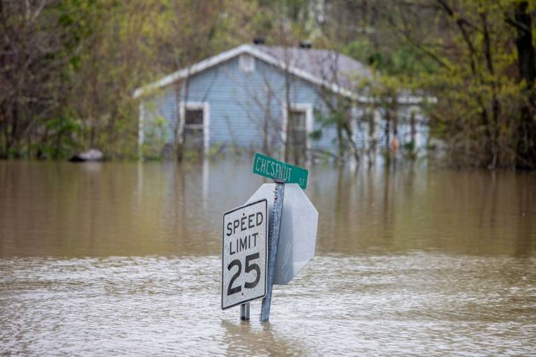 Floodwaters cover Rumsey Kentucky