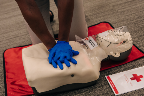 CPR training on doll