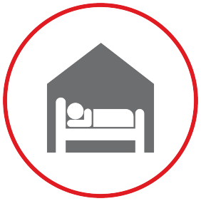 Shelter icon of man in bed