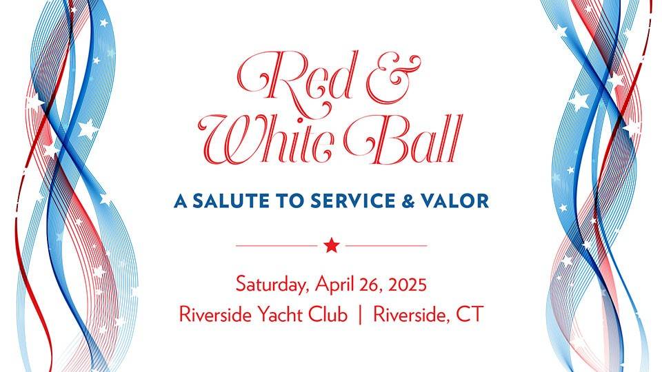 Red and White Ball text banner with date and location.