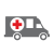 gray Emergency response vehicle with red cross logo icon