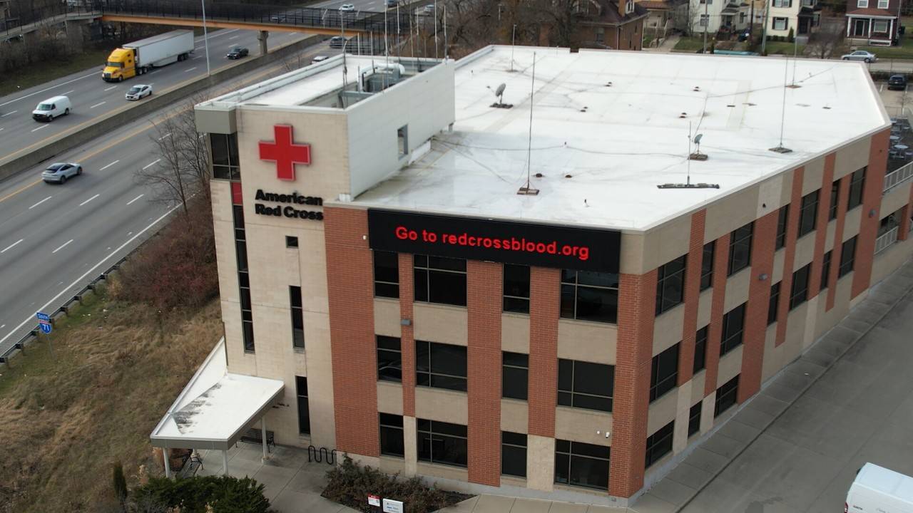 red cross blood donation building