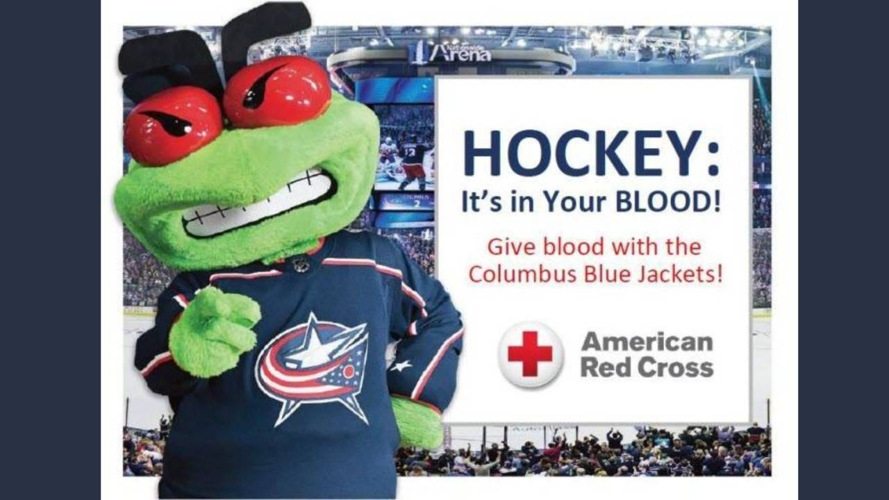 blue jacket hockey blood drive flyer