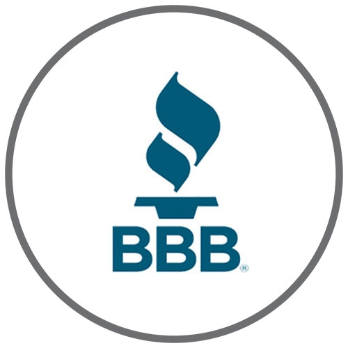 Grey circle with BBB logo icon