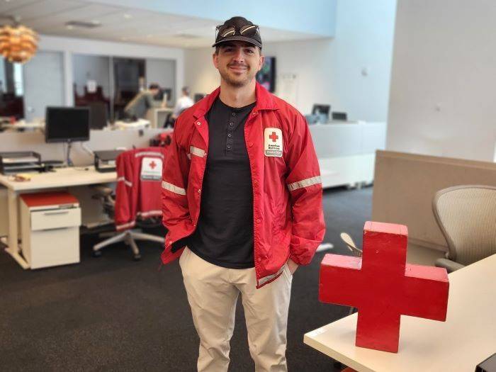 Scott Piper, a Disaster Program Manager for the American Red Cross in Greater New York, stands in the GNY HQ response center.