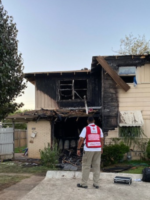 volunteer michael barber assessing damage