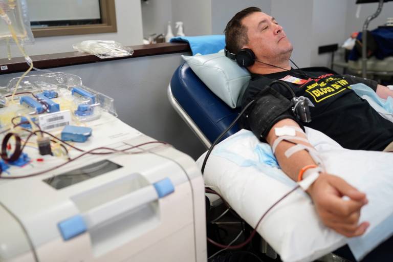 Platelet donor at the May the 4th Blood Drive