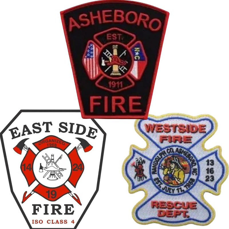 asheboro fire, east side fire and westside fire rescue department patches.