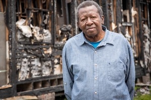A man whose home has burned down