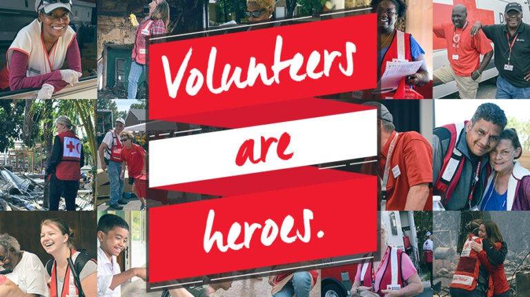 Collage of Red Cross volunteers for National Volunteer Month.