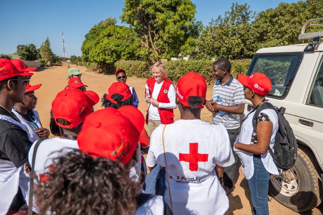 A photo of Kathy Flynn working with Zambia Red Cross