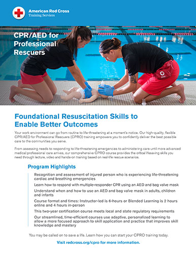 Red Cross CPR/AED for Professional Rescuers (CPRO) brochure